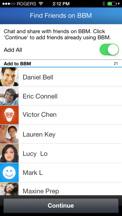BBM iOS Find Friend