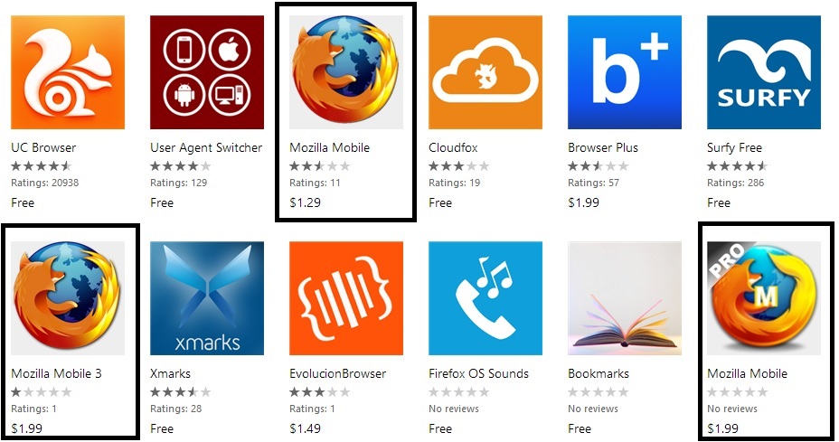 Mozilla Firefox Windows Phone Store